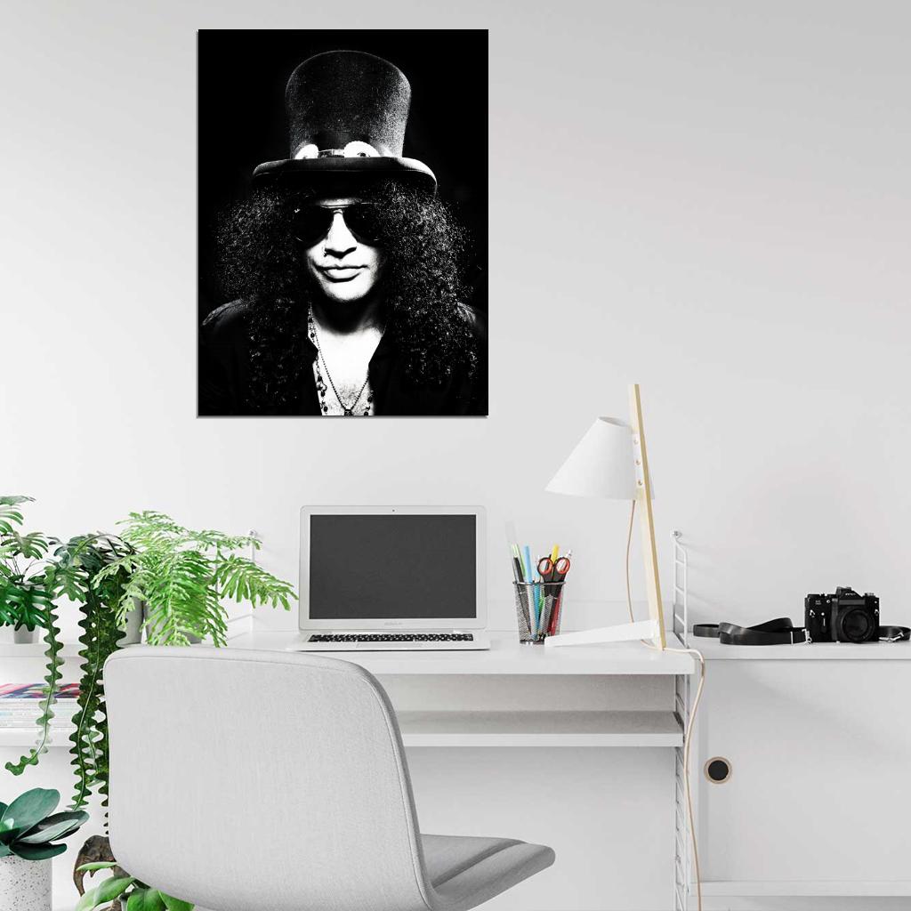 Guns n' Roses BW Portrait Slash Hard Rock Band Wall Art Print Poster