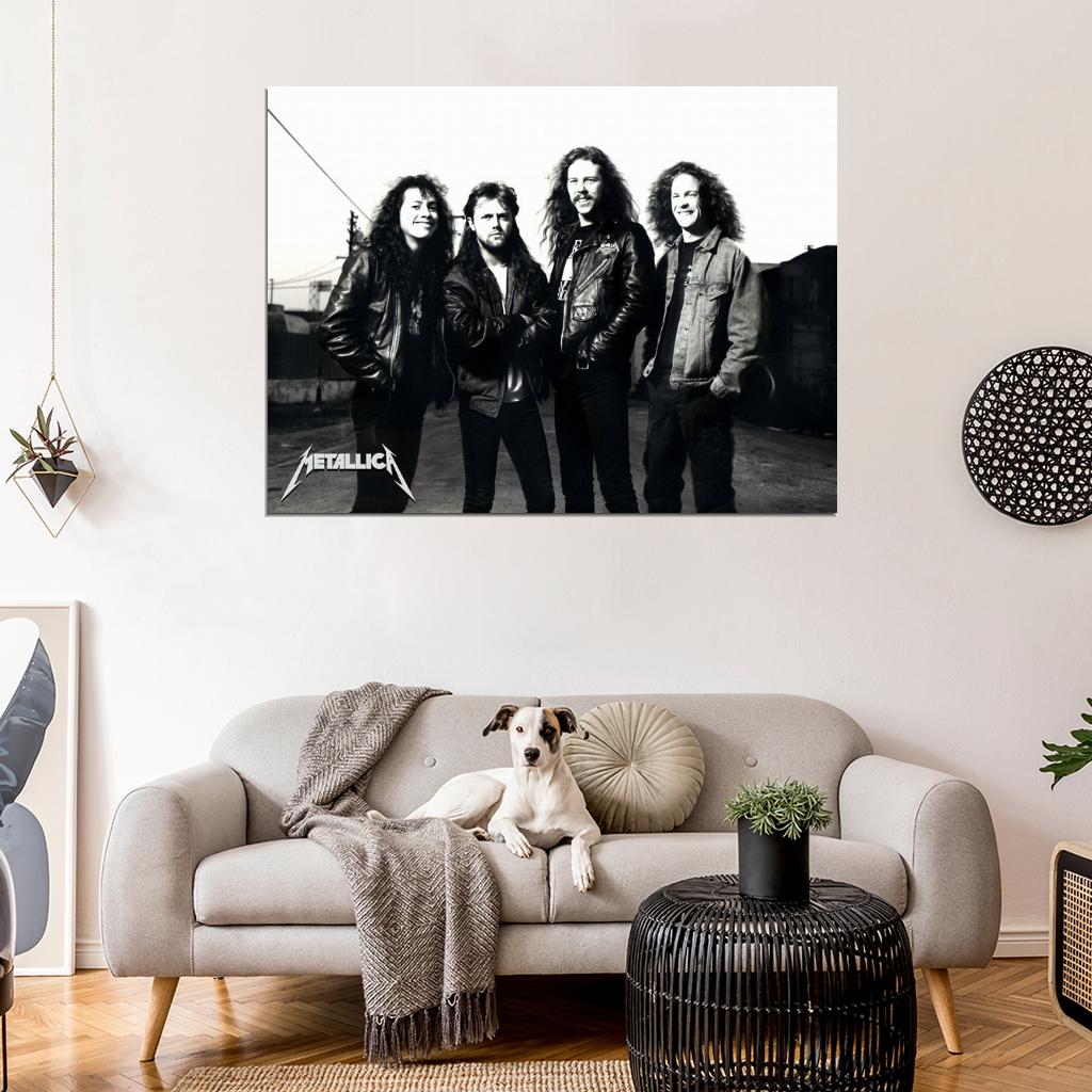 Metallica BW Retro Young Hard Rock Heavy Metal Band Wall Art Print Poster