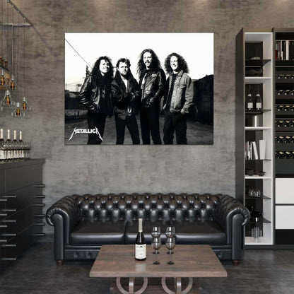 Metallica BW Retro Young Hard Rock Heavy Metal Band Wall Art Print Poster