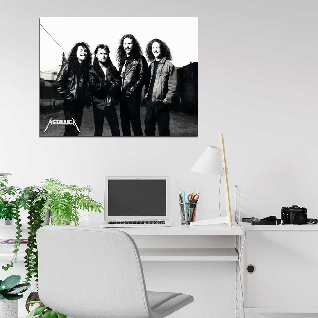 Metallica BW Retro Young Hard Rock Heavy Metal Band Wall Art Print Poster
