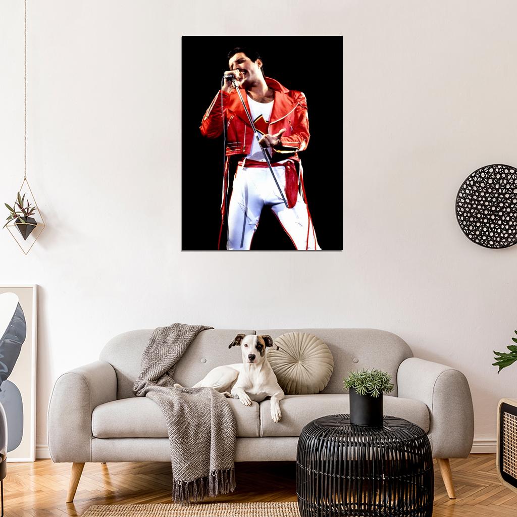 Queen Retro Stage Freddie Mercury Singing Rock Band Wall Art Print Poster