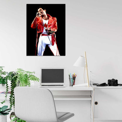 Queen Retro Stage Freddie Mercury Singing Rock Band Wall Art Print Poster