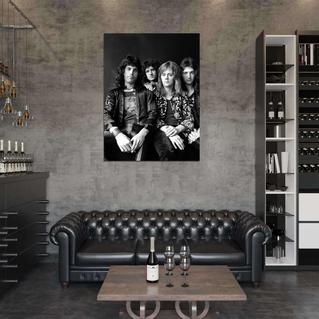 Queen Retro Young Freddie Mercury Brian May Band Wall Art Print Poster