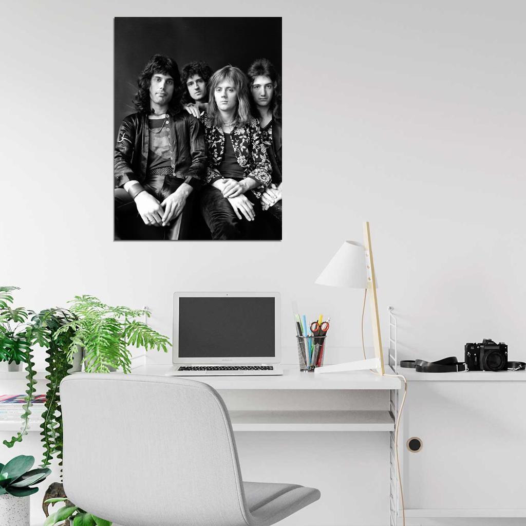 Queen Retro Young Freddie Mercury Brian May Band Wall Art Print Poster