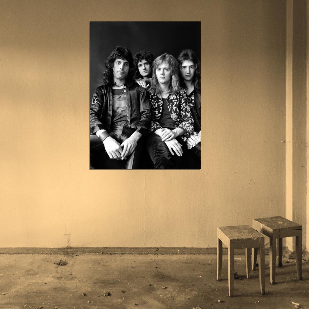 Queen Retro Young Freddie Mercury Brian May Band Wall Art Print Poster