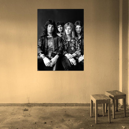 Queen Retro Young Freddie Mercury Brian May Band Wall Art Print Poster