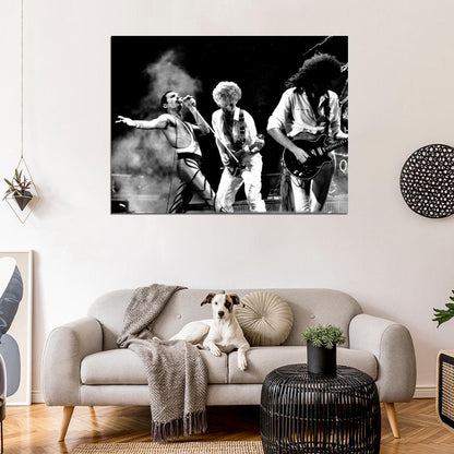 Queen Retro Stage Freddie Mercury Guitars Rock Band Wall Art Print Poster