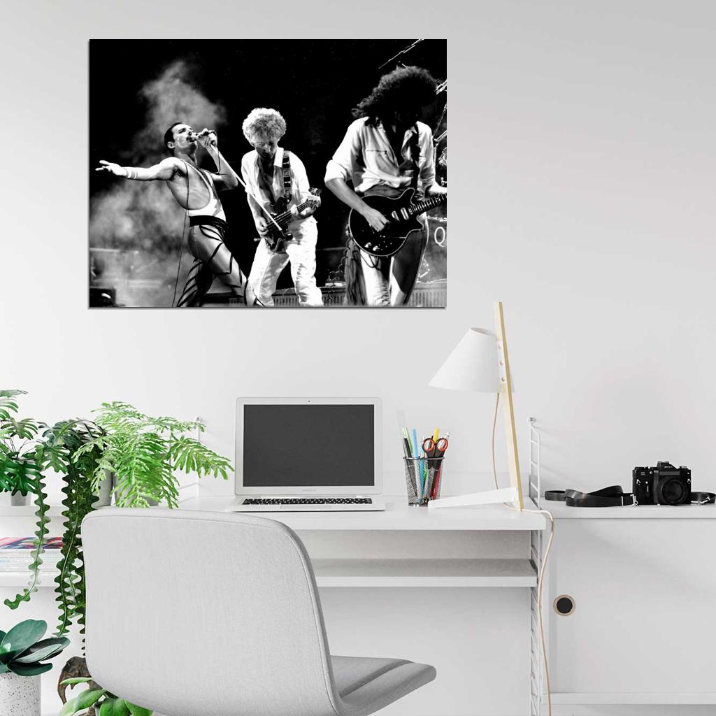 Queen Retro Stage Freddie Mercury Guitars Rock Band Wall Art Print Poster