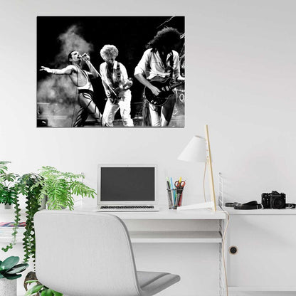 Queen Retro Stage Freddie Mercury Guitars Rock Band Wall Art Print Poster