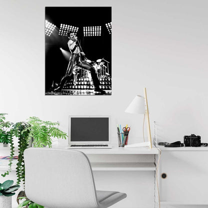 Queen Rare BW Freddie Mercury Microphone Rock Band Wall Art Print Poster