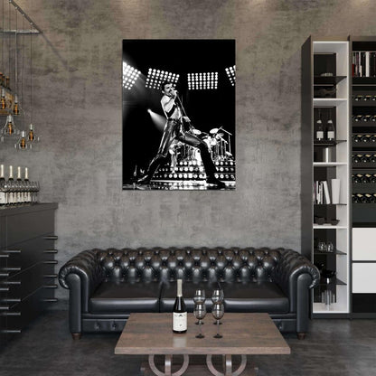 Queen Rare BW Freddie Mercury Microphone Rock Band Wall Art Print Poster