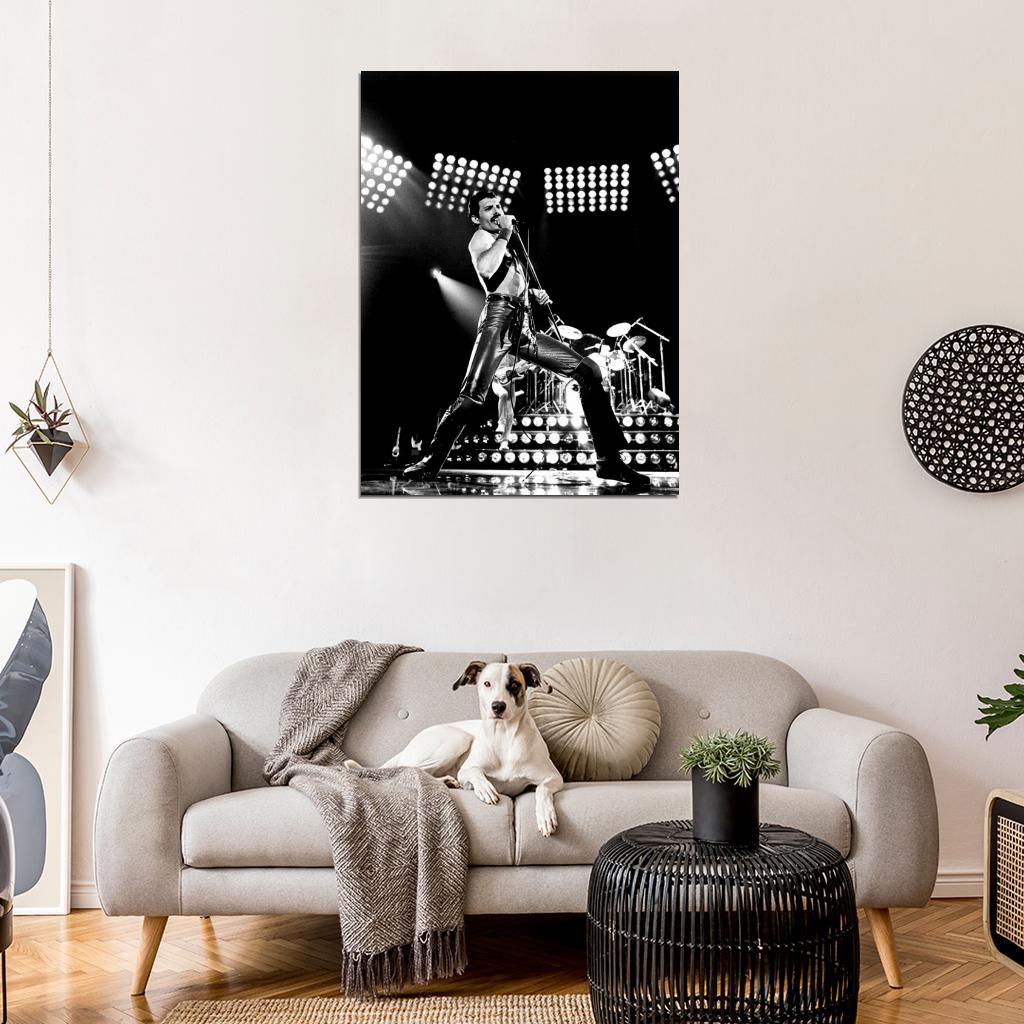 Queen Rare BW Freddie Mercury Microphone Rock Band Wall Art Print Poster