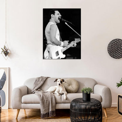 Queen Awesome BW Rare Freddie Mercury Guitar Rock Band Wall Art Print Poster