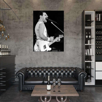 Queen Awesome BW Rare Freddie Mercury Guitar Rock Band Wall Art Print Poster