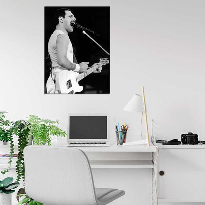 Queen Awesome BW Rare Freddie Mercury Guitar Rock Band Wall Art Print Poster