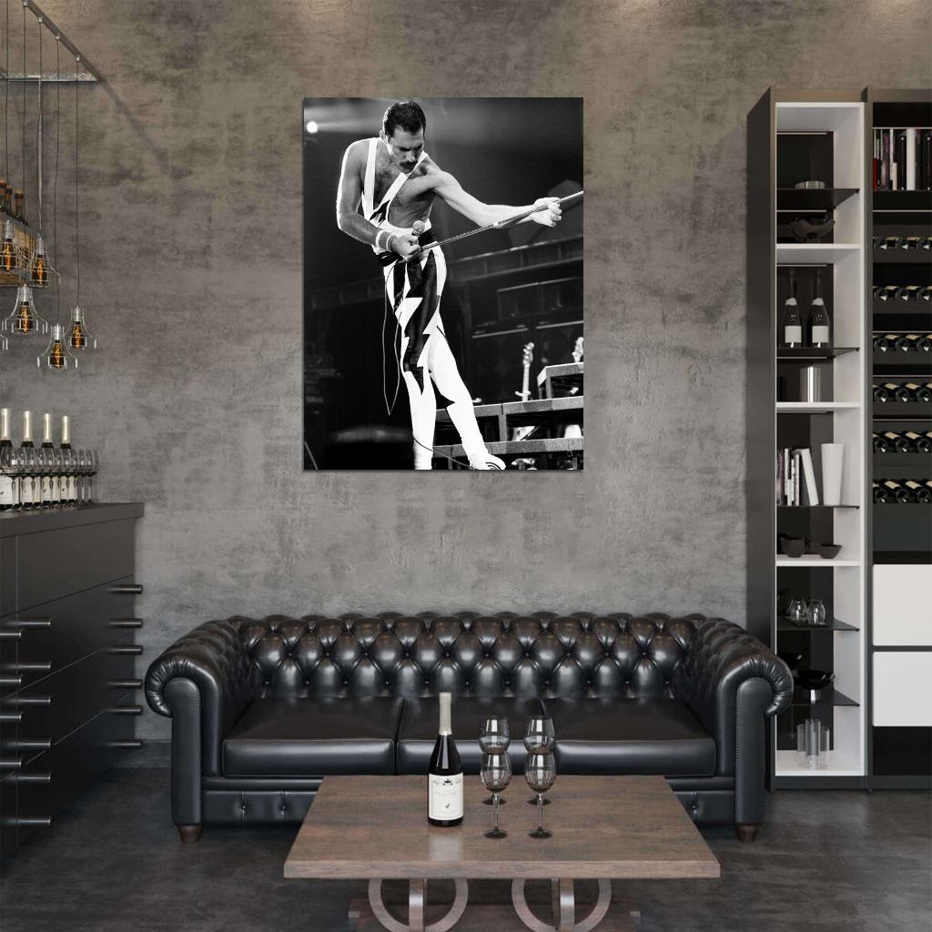 Queen Amazing BW Freddie Mercury Microphone Rock Band Wall Art Print Poster