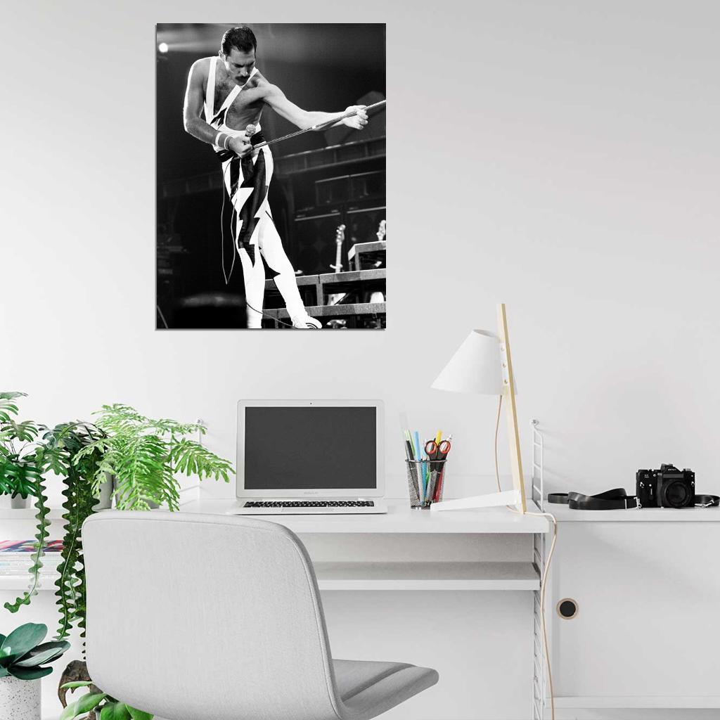 Queen Amazing BW Freddie Mercury Microphone Rock Band Wall Art Print Poster