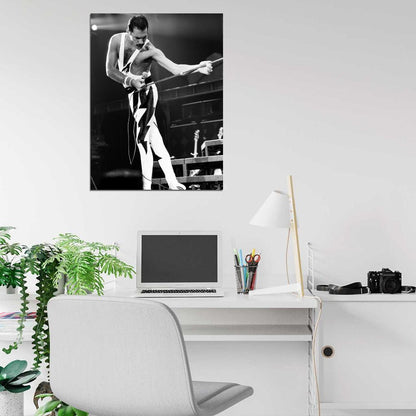 Queen Amazing BW Freddie Mercury Microphone Rock Band Wall Art Print Poster