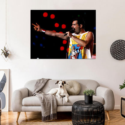 Queen Rare Performance Freddie Mercury Microphone Band Wall Art Print Poster