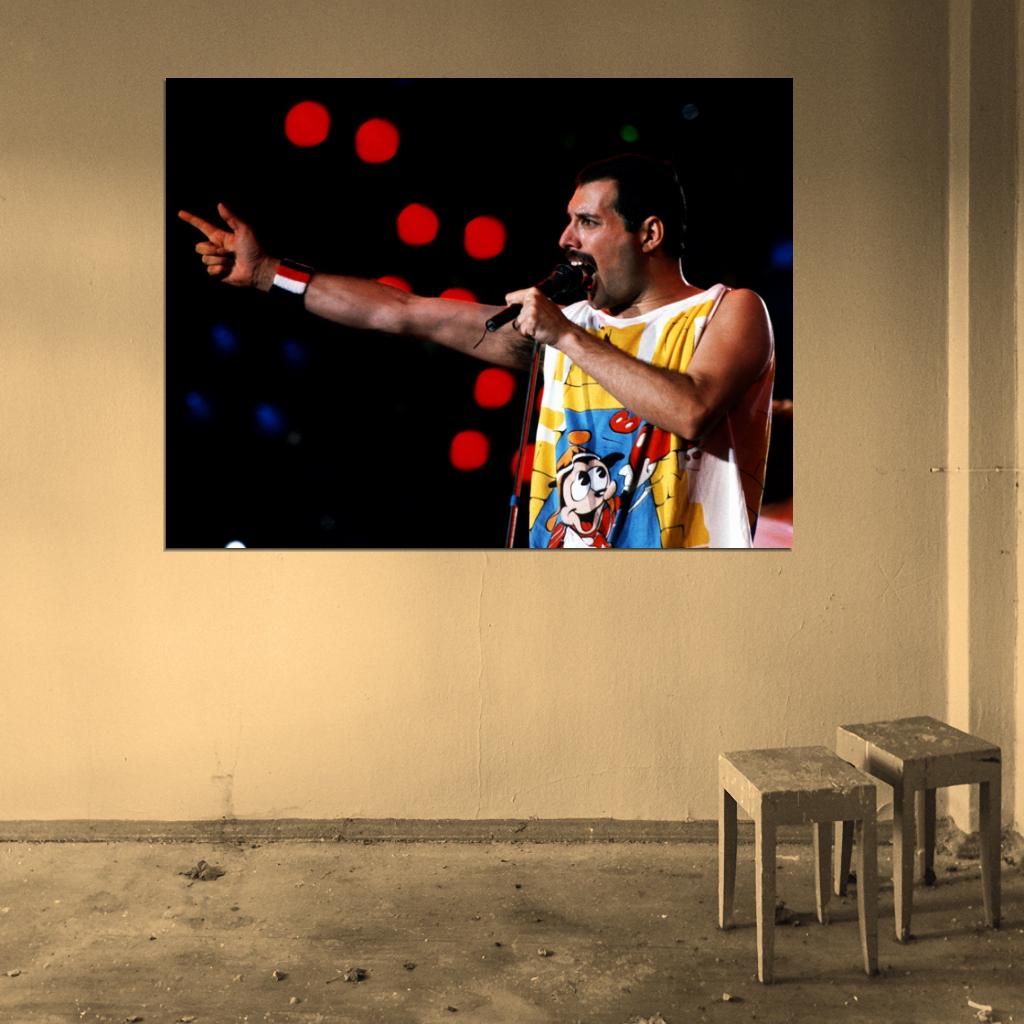Queen Rare Performance Freddie Mercury Microphone Band Wall Art Print Poster