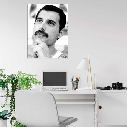 Queen Freddie Mercury Rare BW Portrait Rock Band Wall Art Print Poster