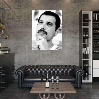 Queen Freddie Mercury Rare BW Portrait Rock Band Wall Art Print Poster