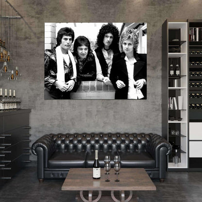 Queen Great BW Retro Freddie Mercury Music Rock Band Wall Art Print Poster