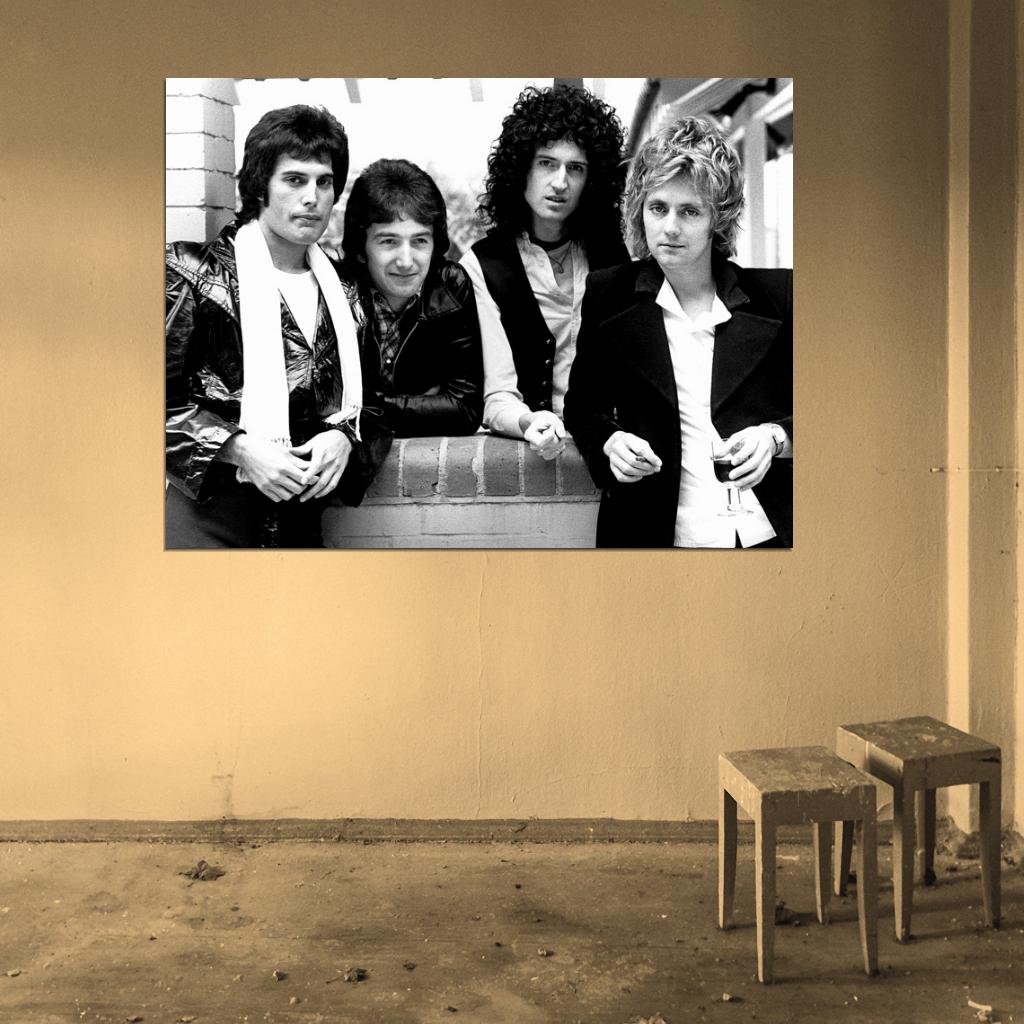 Queen Great BW Retro Freddie Mercury Music Rock Band Wall Art Print Poster