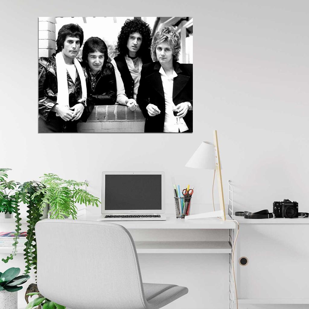 Queen Great BW Retro Freddie Mercury Music Rock Band Wall Art Print Poster