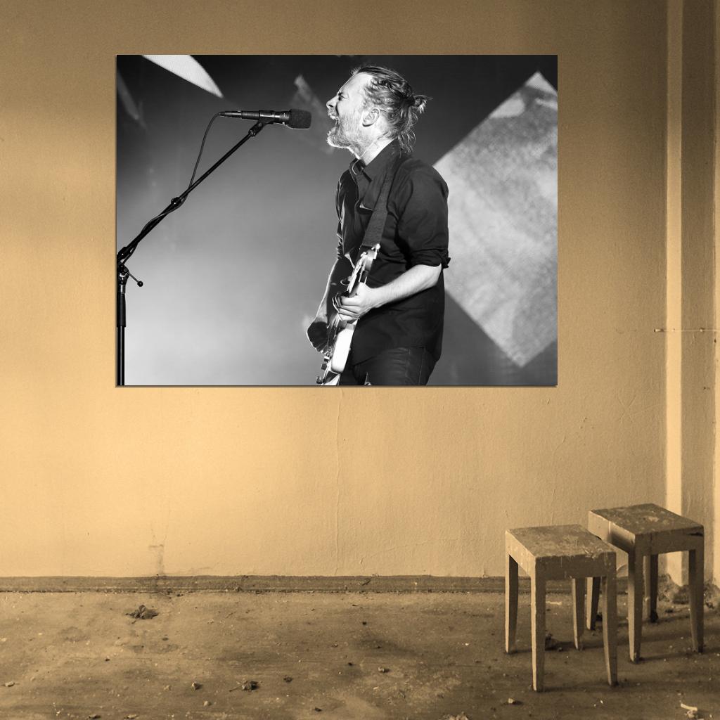 Radiohead Amazing Thom Yorke Singing Stage Guitar Band Wall Art Print Poster