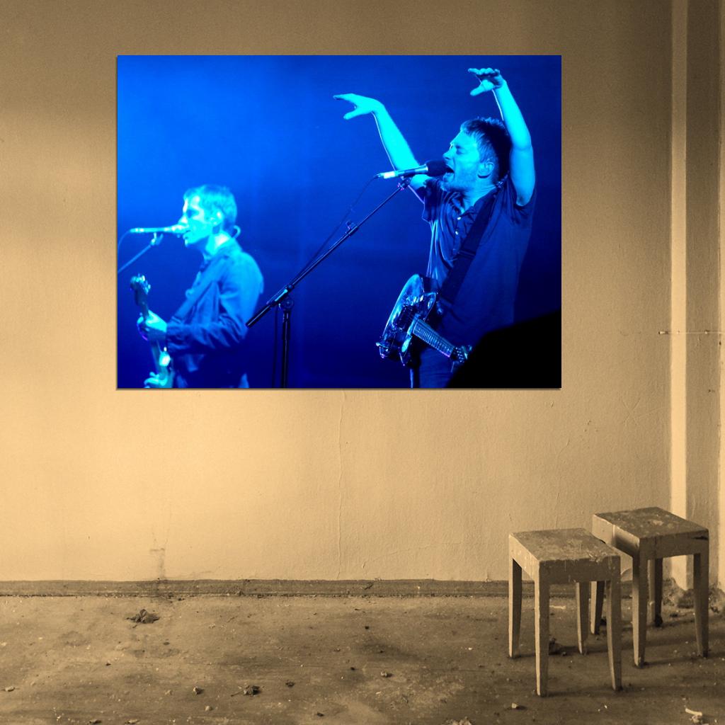 Radiohead Great Ed O'Brien Thom Yorke Stage Rock Band Wall Art Print Poster