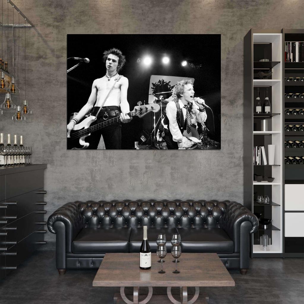 Sex Pistols Sid Vicious John Lydon Stage Punk Rock Wall Art Print Poster