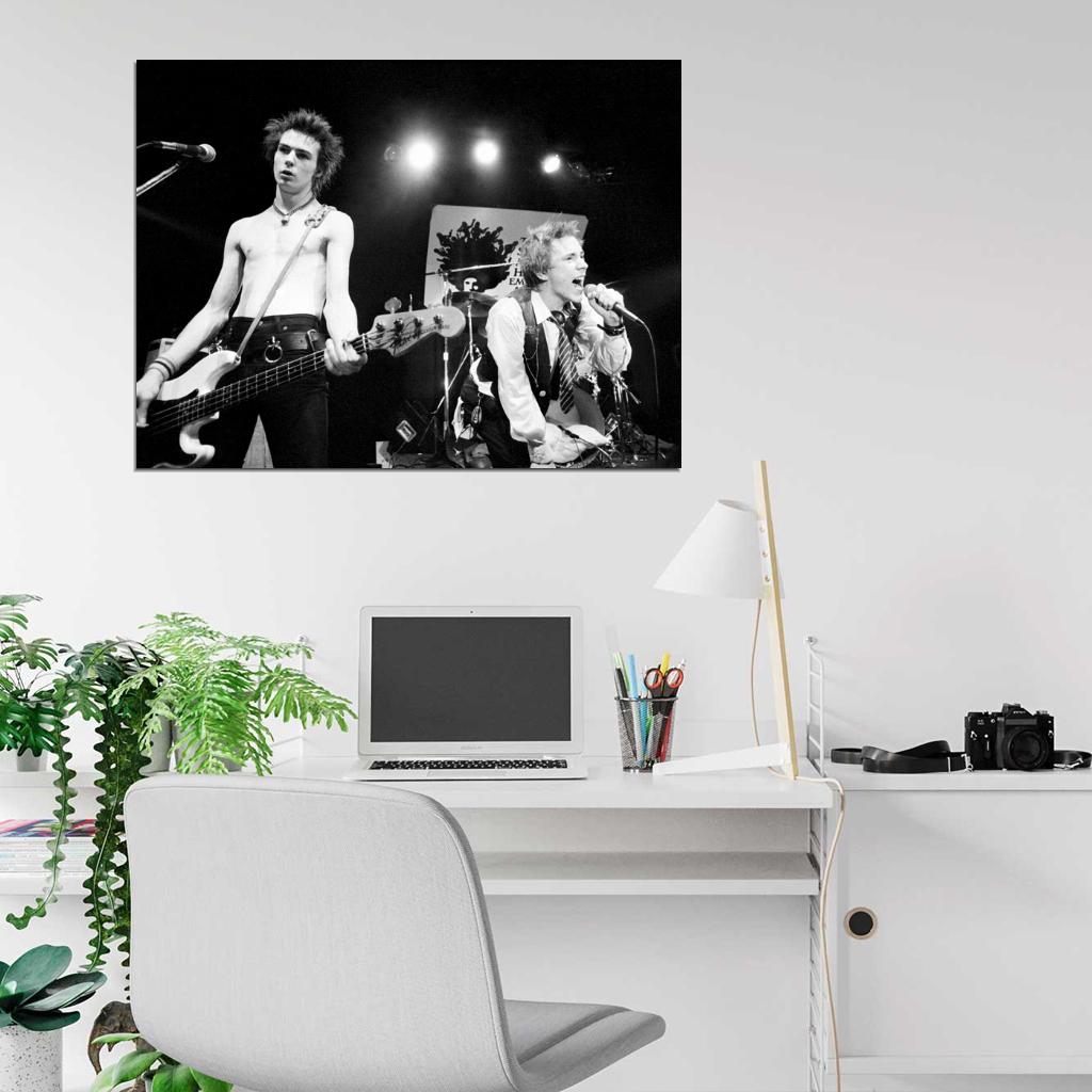 Sex Pistols Sid Vicious John Lydon Stage Punk Rock Wall Art Print Poster