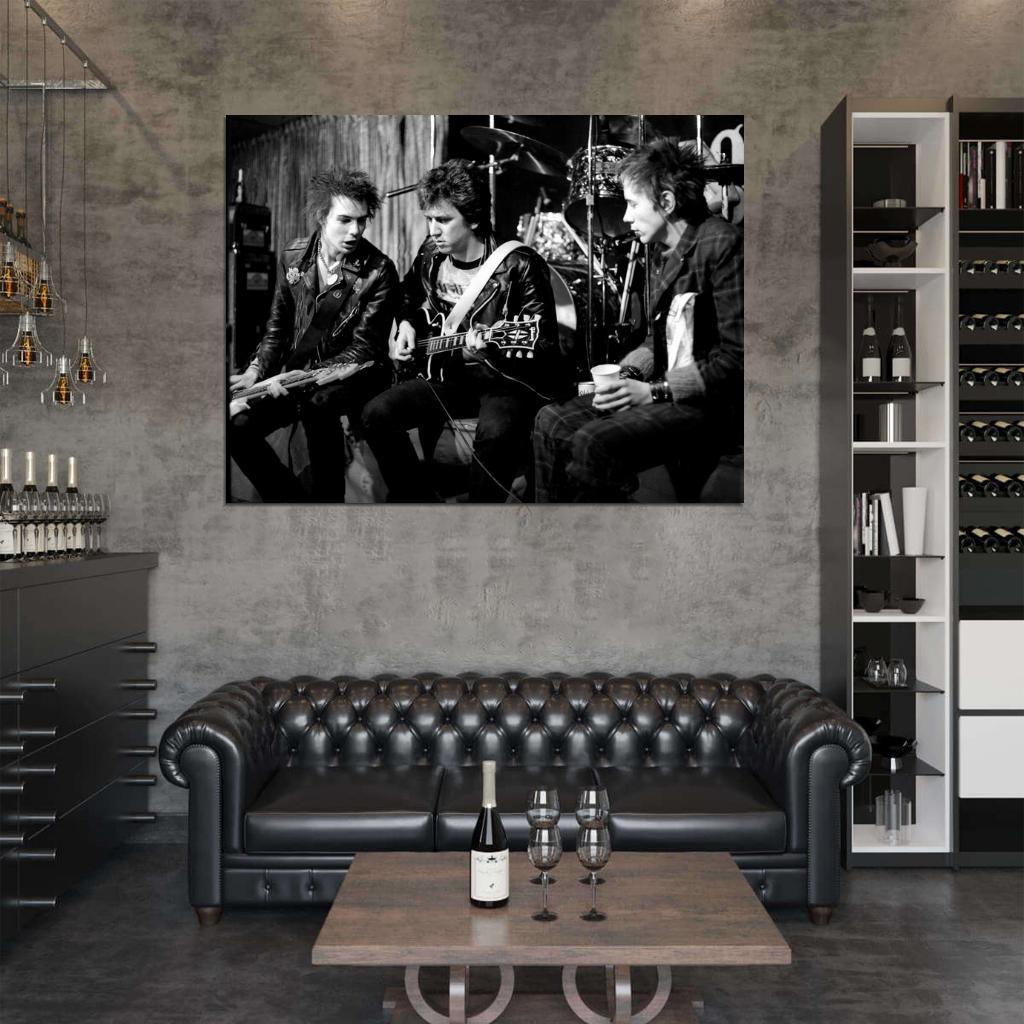 Sex Pistols Rare Sid Vicious Guitars Punk Rock Band Wall Art Print Poster