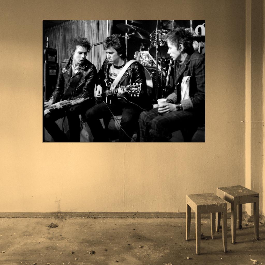 Sex Pistols Rare Sid Vicious Guitars Punk Rock Band Wall Art Print Poster