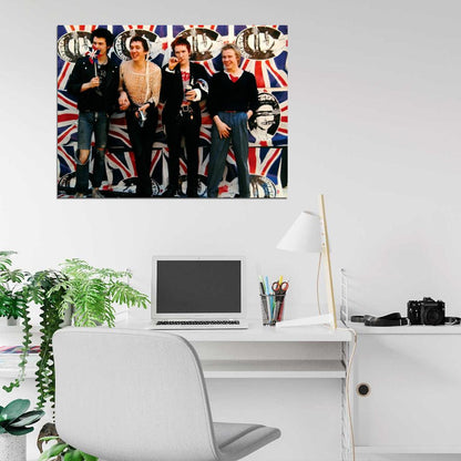 Sex Pistols UK Flag Sid Vicious Guitars Punk Rock Band Wall Art Print Poster