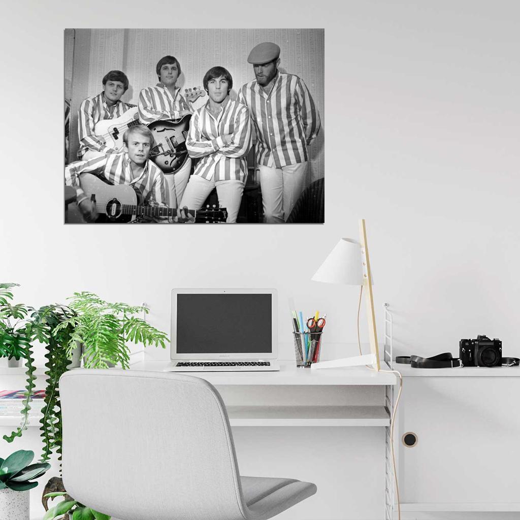 The Beach Boys Rare BW Guitars Rock Band Music Wall Art Print Poster