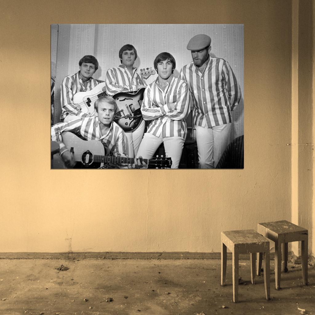 The Beach Boys Rare BW Guitars Rock Band Music Wall Art Print Poster