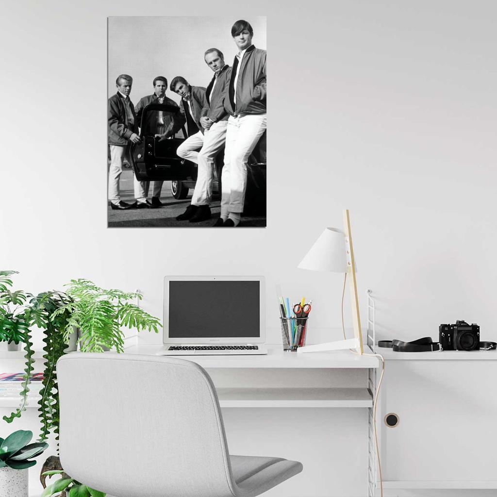 The Beach Boys Amazing BW Retro Rare Car Rock Band Wall Art Print Poster