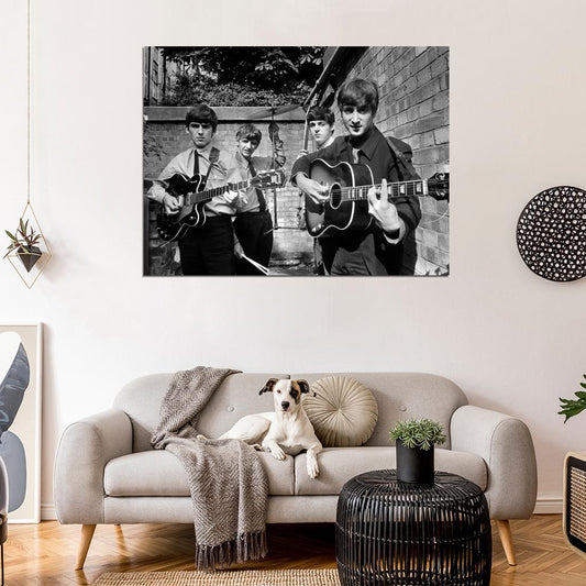 The Beatles BW Incredible Rare Retro Instruments Band Wall Art Print Poster