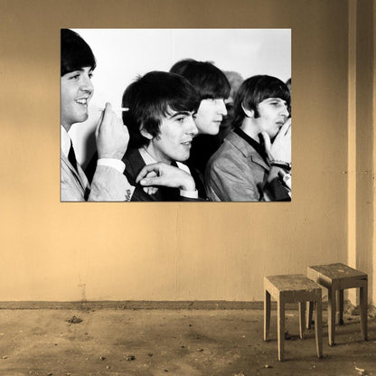 The Beatles Amazing BW Press Conference Rock Band Wall Art Print Poster