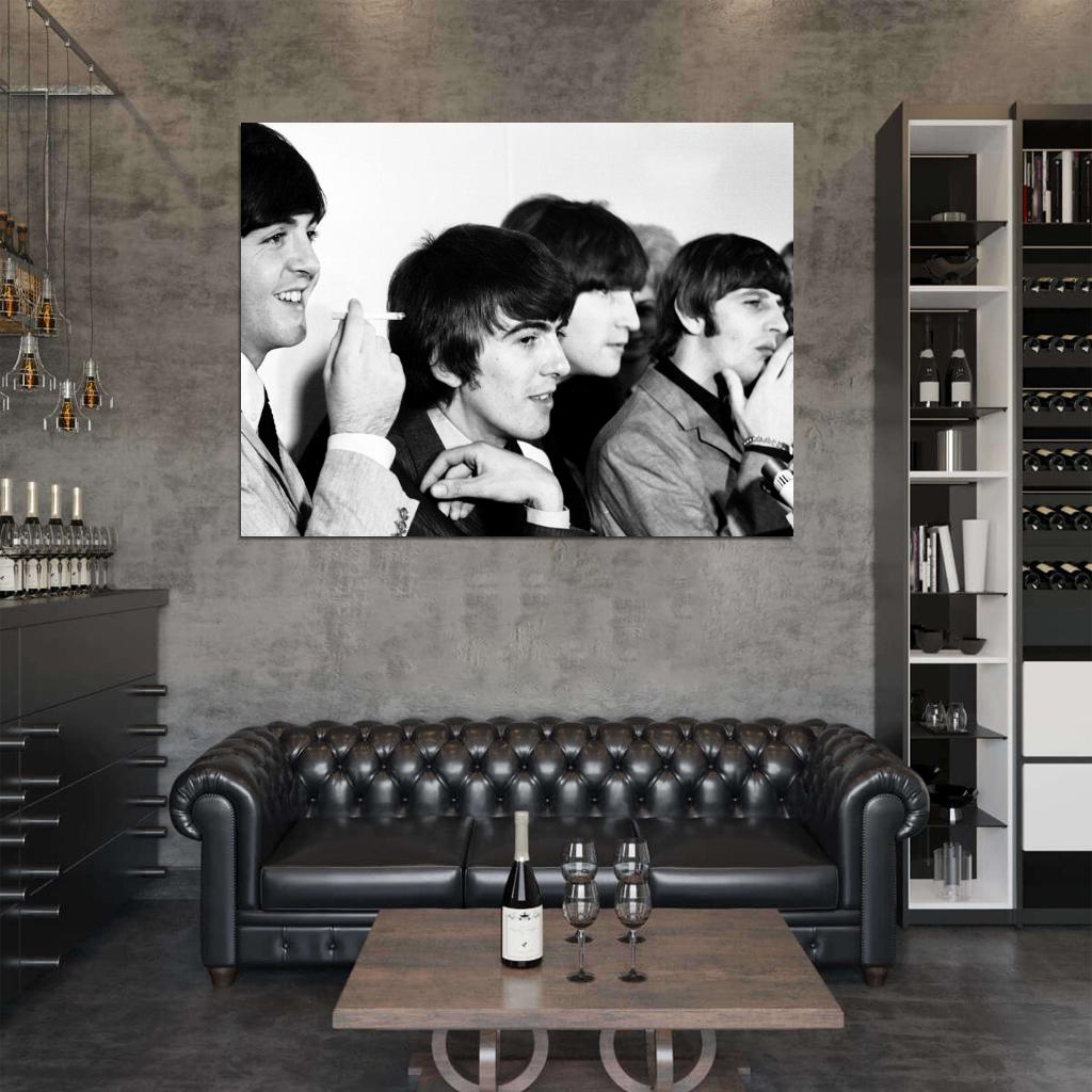 The Beatles Amazing BW Press Conference Rock Band Wall Art Print Poster