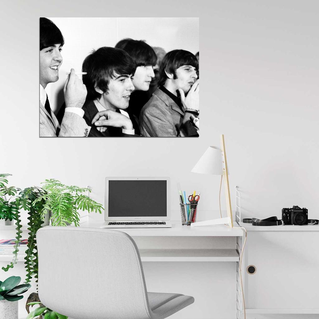 The Beatles Amazing BW Press Conference Rock Band Wall Art Print Poster