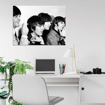 The Beatles Amazing BW Press Conference Rock Band Wall Art Print Poster