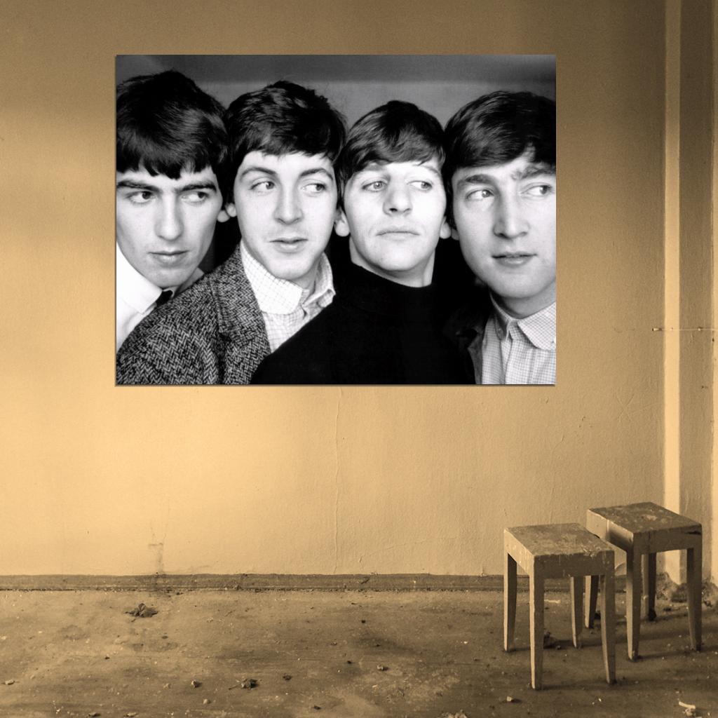 The Beatles Amazing BW Famous Rock Band Rare Music Wall Art Print Poster