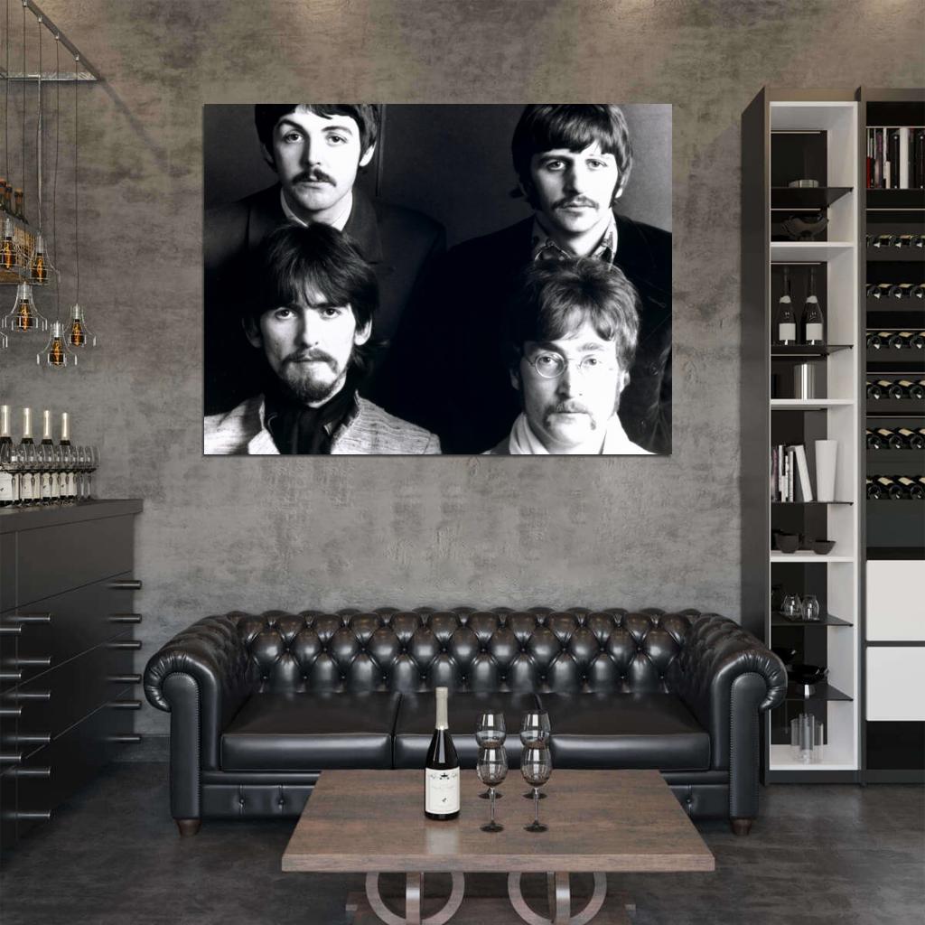 The Beatles Great BW Faces Paul Ringo George John Band Wall Art Print Poster