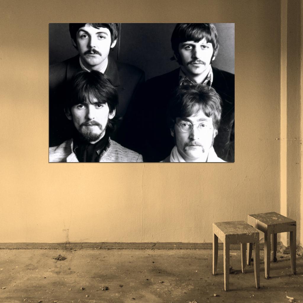 The Beatles Great BW Faces Paul Ringo George John Band Wall Art Print Poster