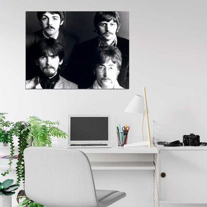The Beatles Great BW Faces Paul Ringo George John Band Wall Art Print Poster