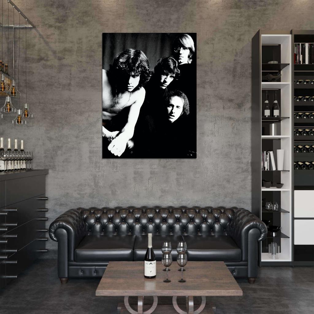 The Doors BW Retro Jim Morrison Vintage Rock Band Wall Art Print Poster