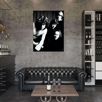 The Doors BW Retro Jim Morrison Vintage Rock Band Wall Art Print Poster